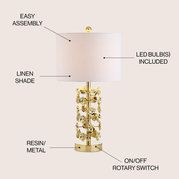 Flora 25.5" Resin/Metal LED Table Lamp - JONATHAN Y